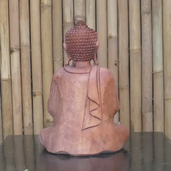 Product image 5 of the product “Seated Buddha made of wood in Abhaya Position - gesture of fearlessness, H.40 cm. 40 cm”